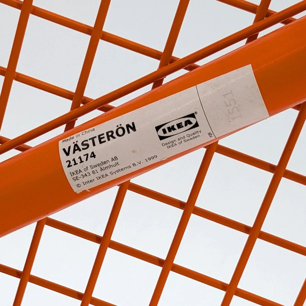 IKEA VÄSTERÖN Orange Metal Wire Stool Vintage Discontinued Modern Design